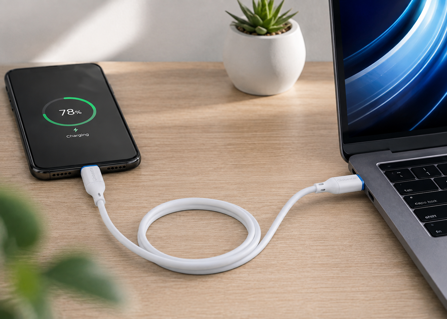 globestar cable charging setup