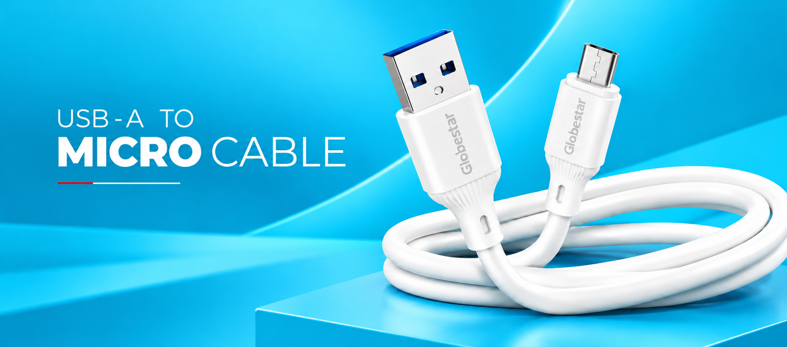 usb a to micro cable on cyan background